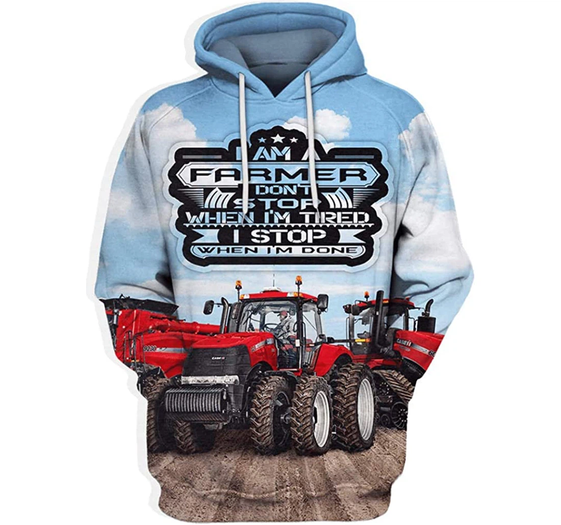 Tractor Dont Stop Realistic Hoodiest-shirt - 3D Printed Pullover Hoodie