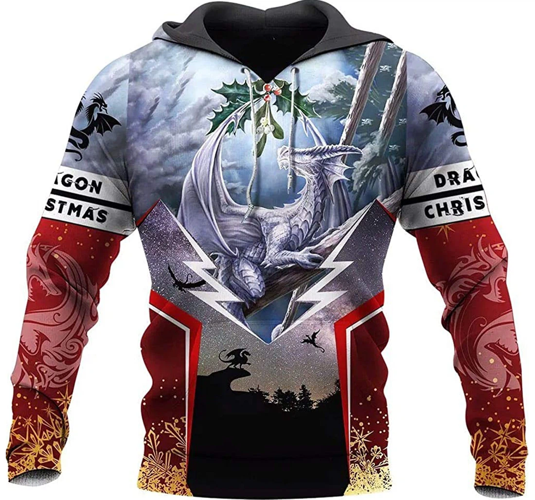 Tattoo And White Dragon Christmas - 3D Printed Pullover Hoodie