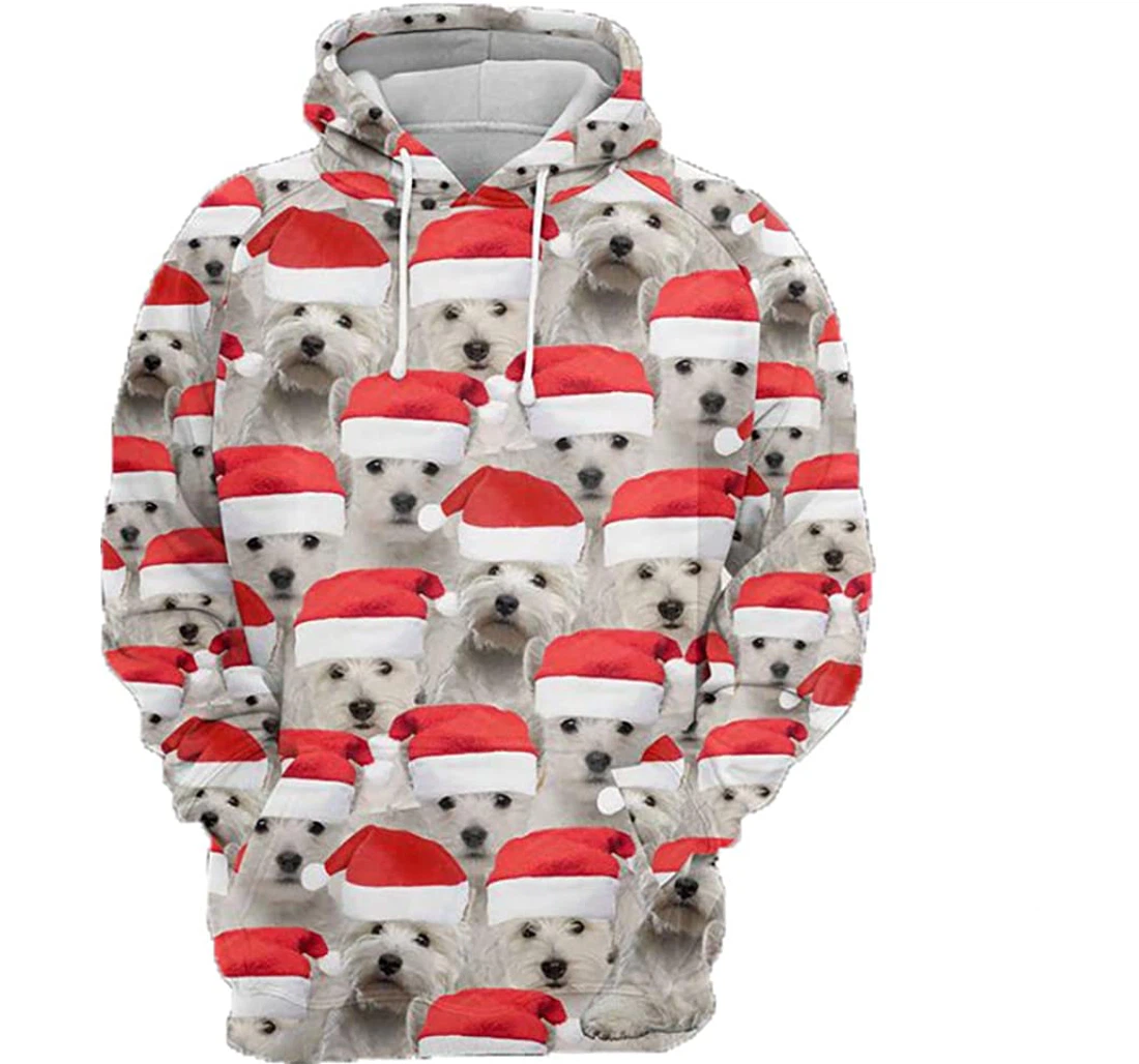 West Highland White Terrier Christmas - 3D Printed Pullover Hoodie