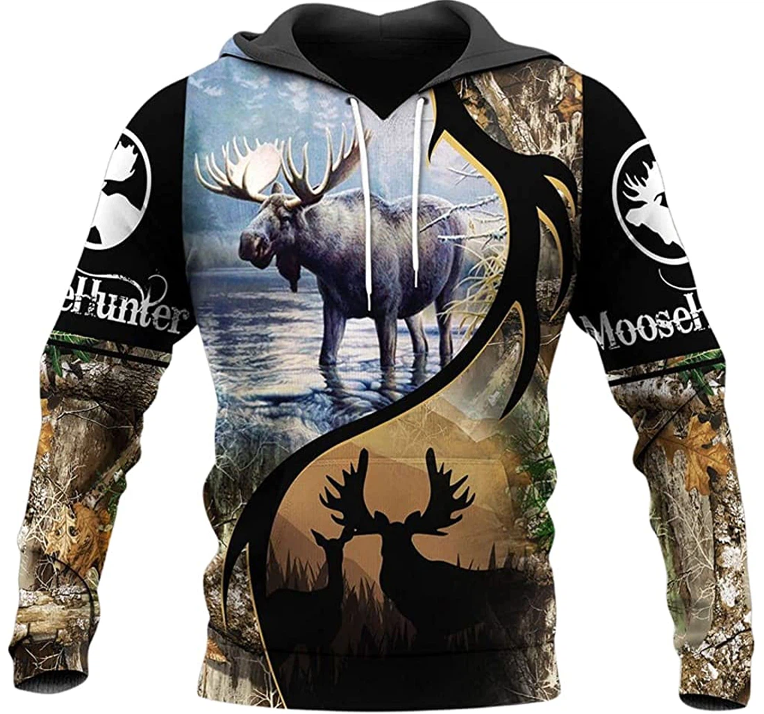 Moose Hunting Camo Included - 3D Printed Pullover Hoodie