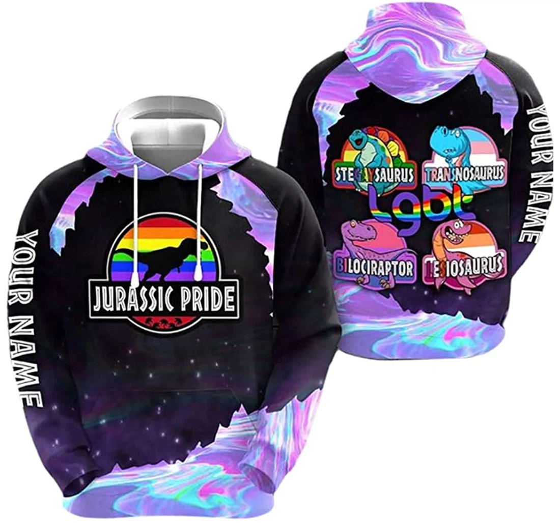 Personalized Name Lgbt Jurassic Pride Hologram Included - 3D Printed Pullover Hoodie