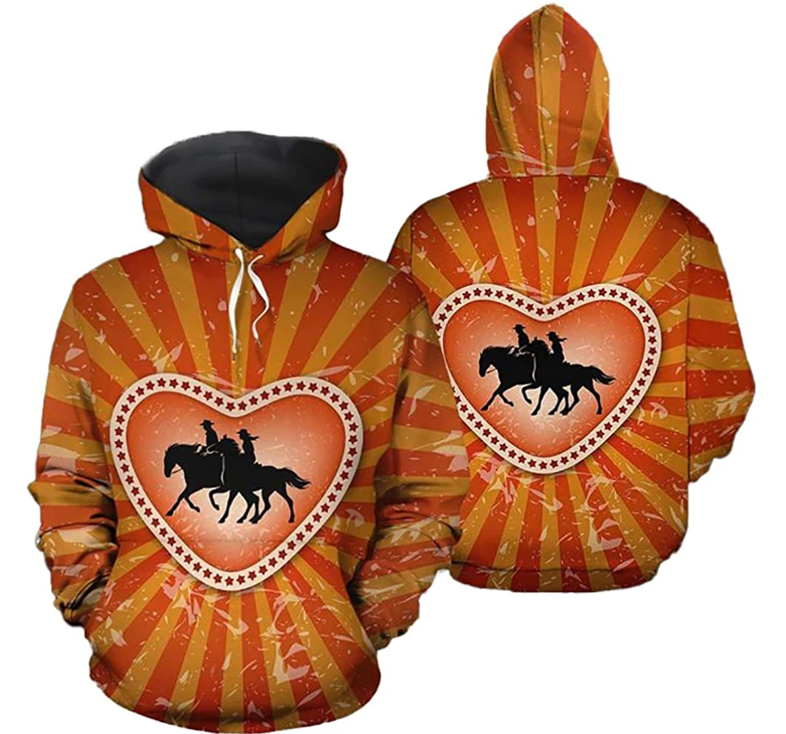 Valentine Day Couple Rodeo Man And Woman - 3D Printed Pullover Hoodie