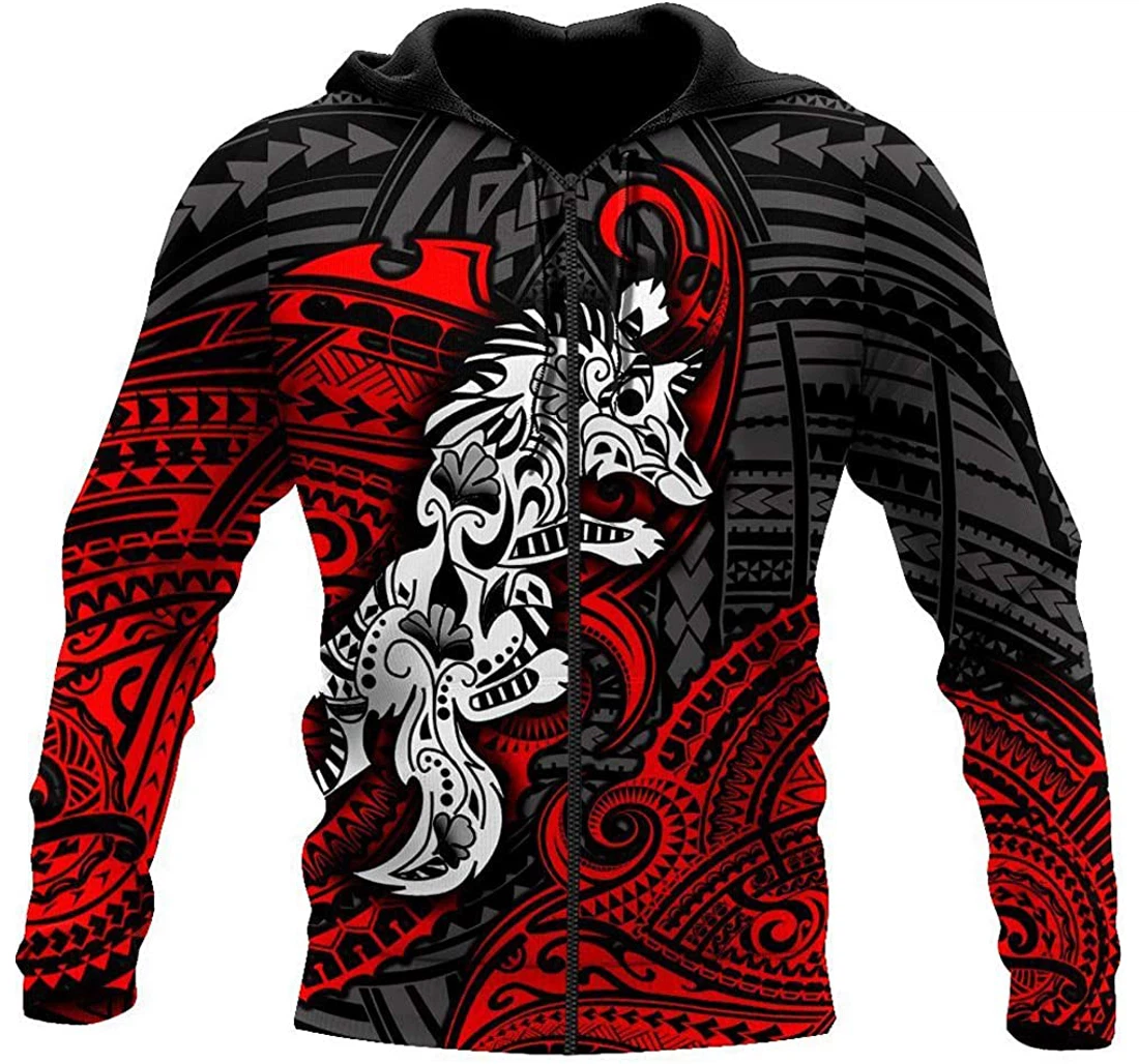 Wolf Tattoo Amazing Polynesian Red And Man And Woman - 3D Printed Pullover Hoodie