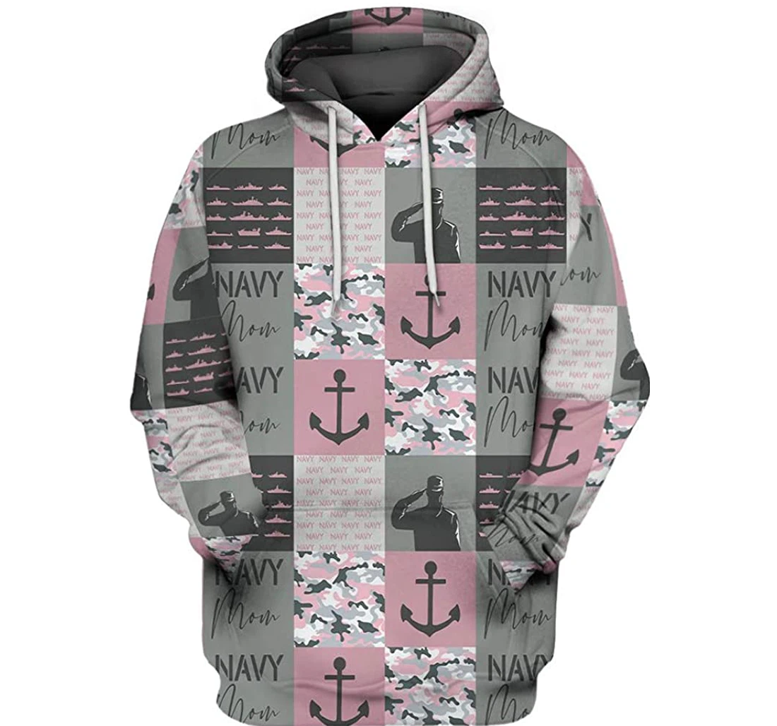 U.s Army Navy Veteran Mom Pink And Brown Man And Woman - 3D Printed Pullover Hoodie