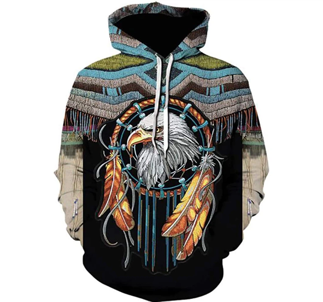 Vintage American Native Street Hawk Man And Woman - 3D Printed Pullover Hoodie