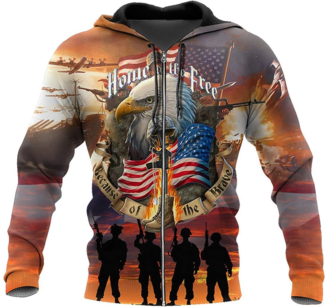 Us Veteran Eagle American Flag - 3D Printed Pullover Hoodie