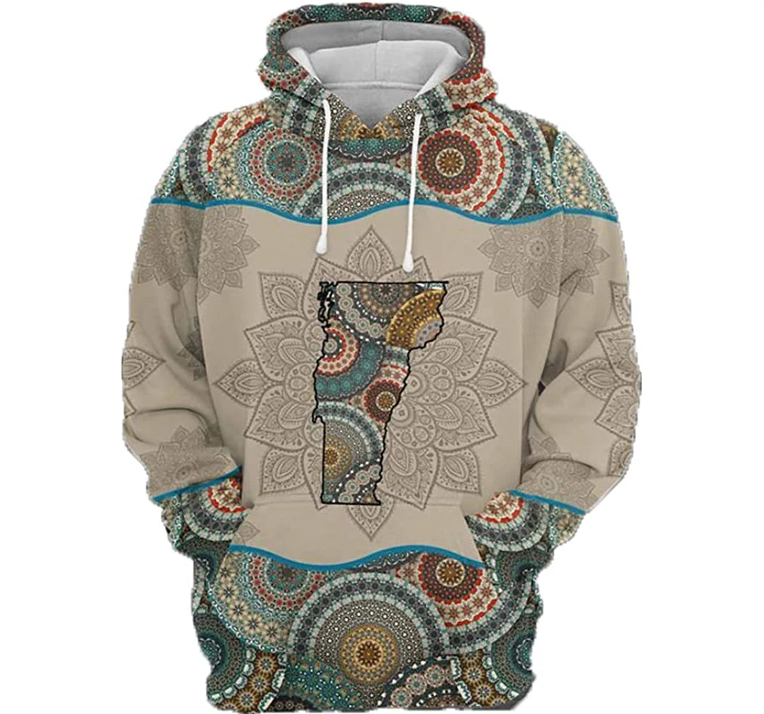 Vermont State Mandala - 3D Printed Pullover Hoodie