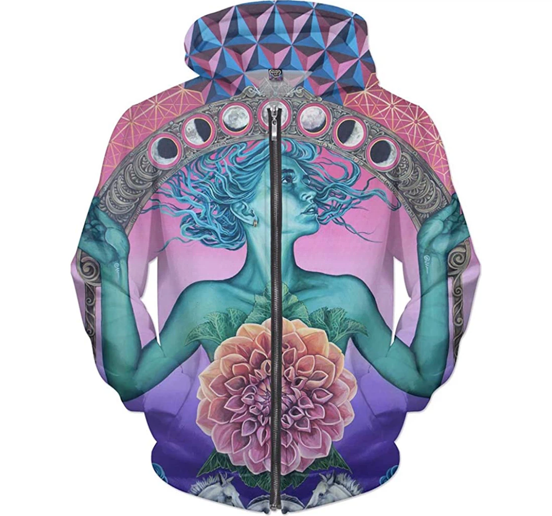 The Gate Of Knowledge Flower Man And Woman - 3D Printed Pullover Hoodie