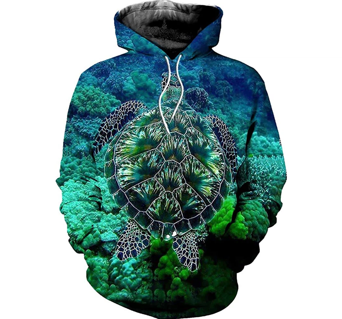 Turtle Under The Ocean Man And Woman - 3D Printed Pullover Hoodie