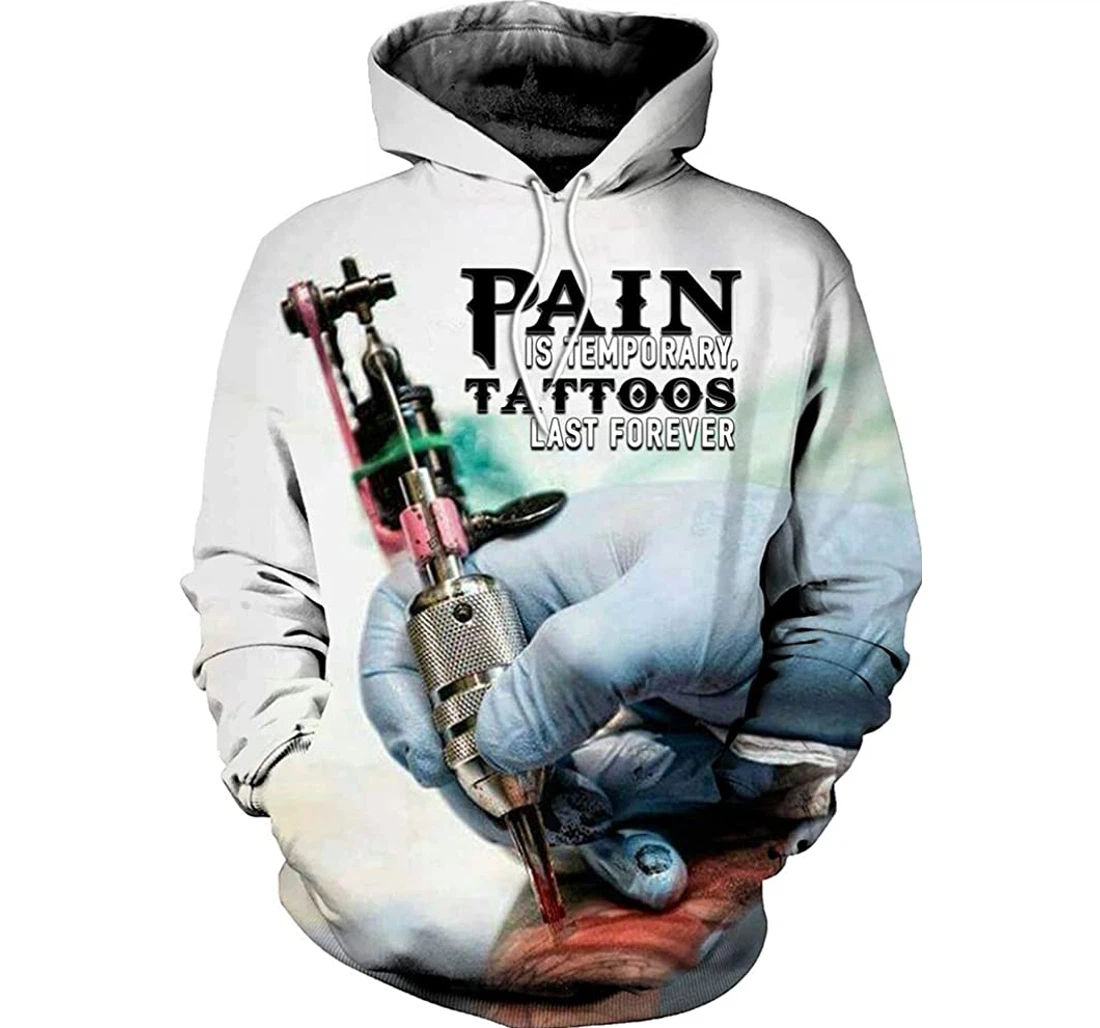 Tattoo Artist Man And Woman - 3D Printed Pullover Hoodie
