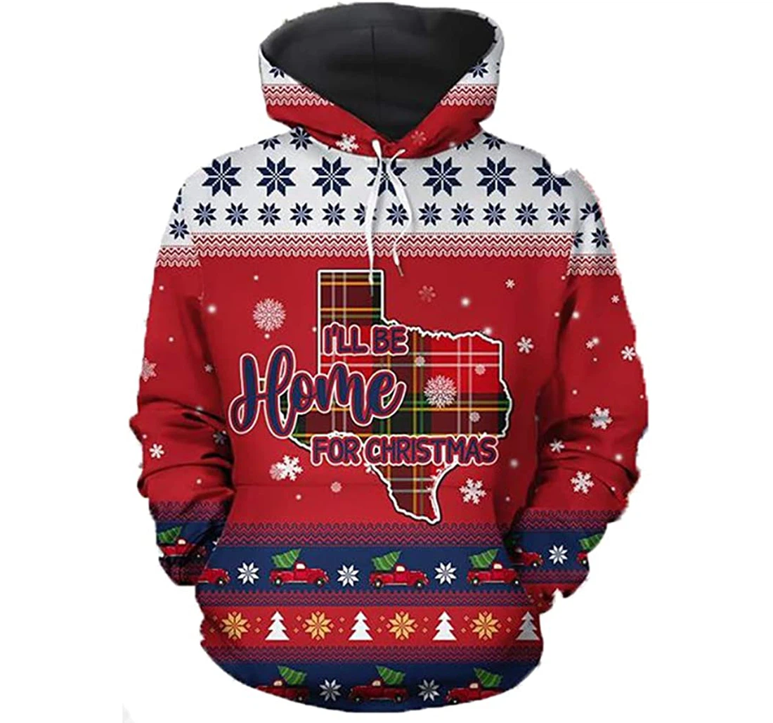 Texas Home Christmas - 3D Printed Pullover Hoodie
