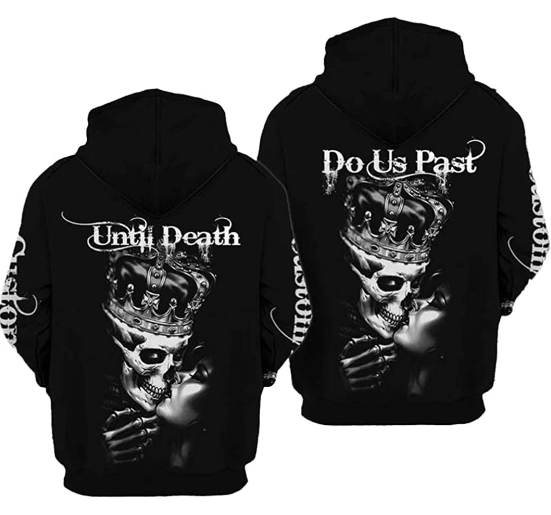 Personalized Name Until Death Vanlentine Couple Skull Man And Woman - 3D Printed Pullover Hoodie