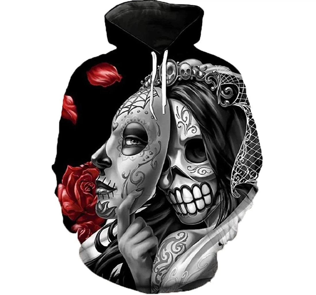 Skull Tattoo Behind The Mask - 3D Printed Pullover Hoodie