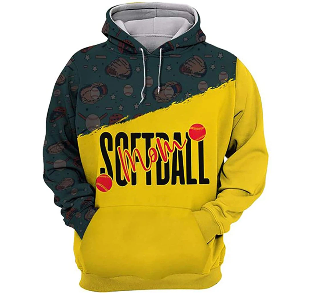 Simple Softball Mom Mother Day Hawaiian Man And Woman - 3D Printed Pullover Hoodie