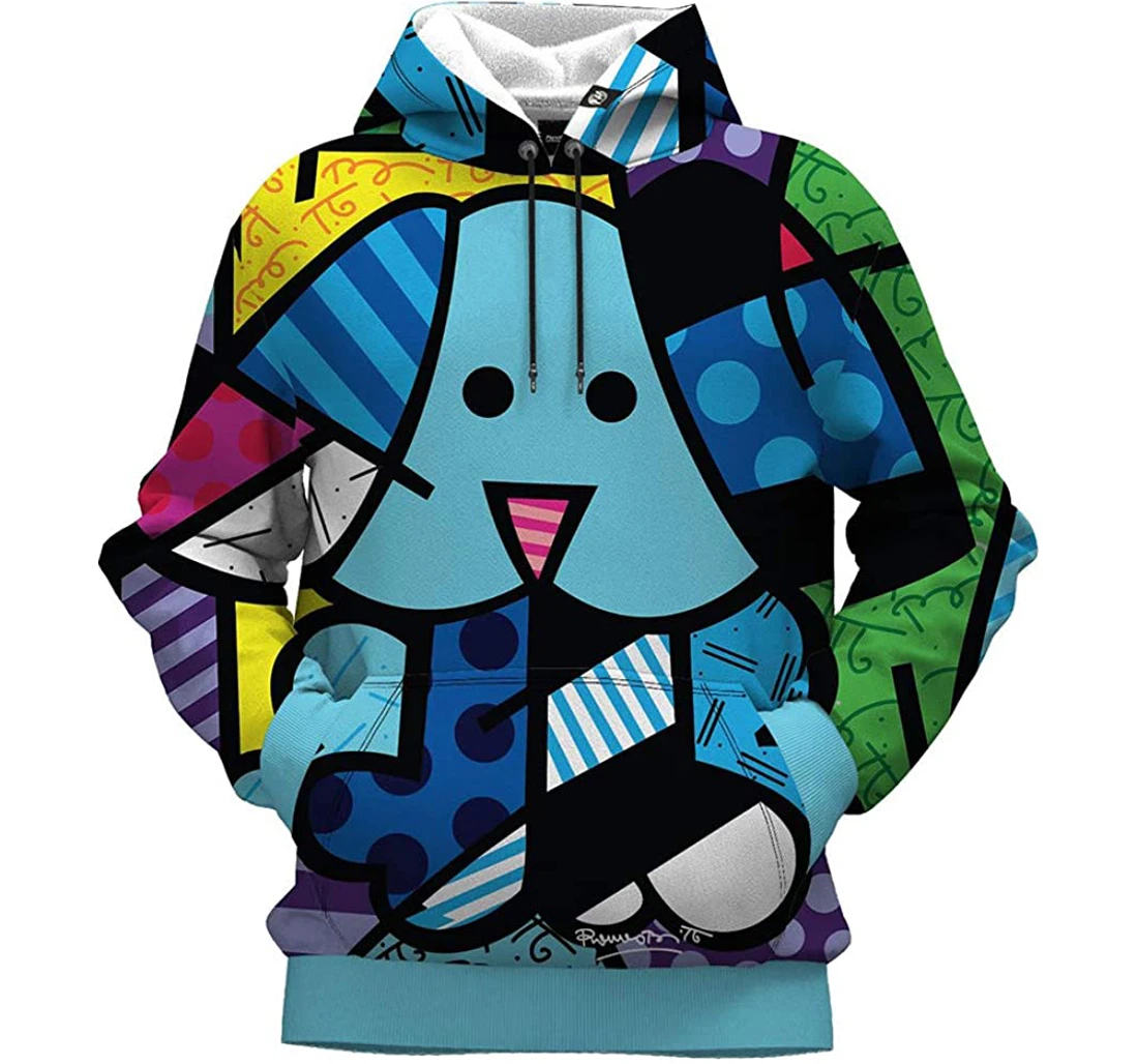 Blue Dog Man And Woman - 3D Printed Pullover Hoodie