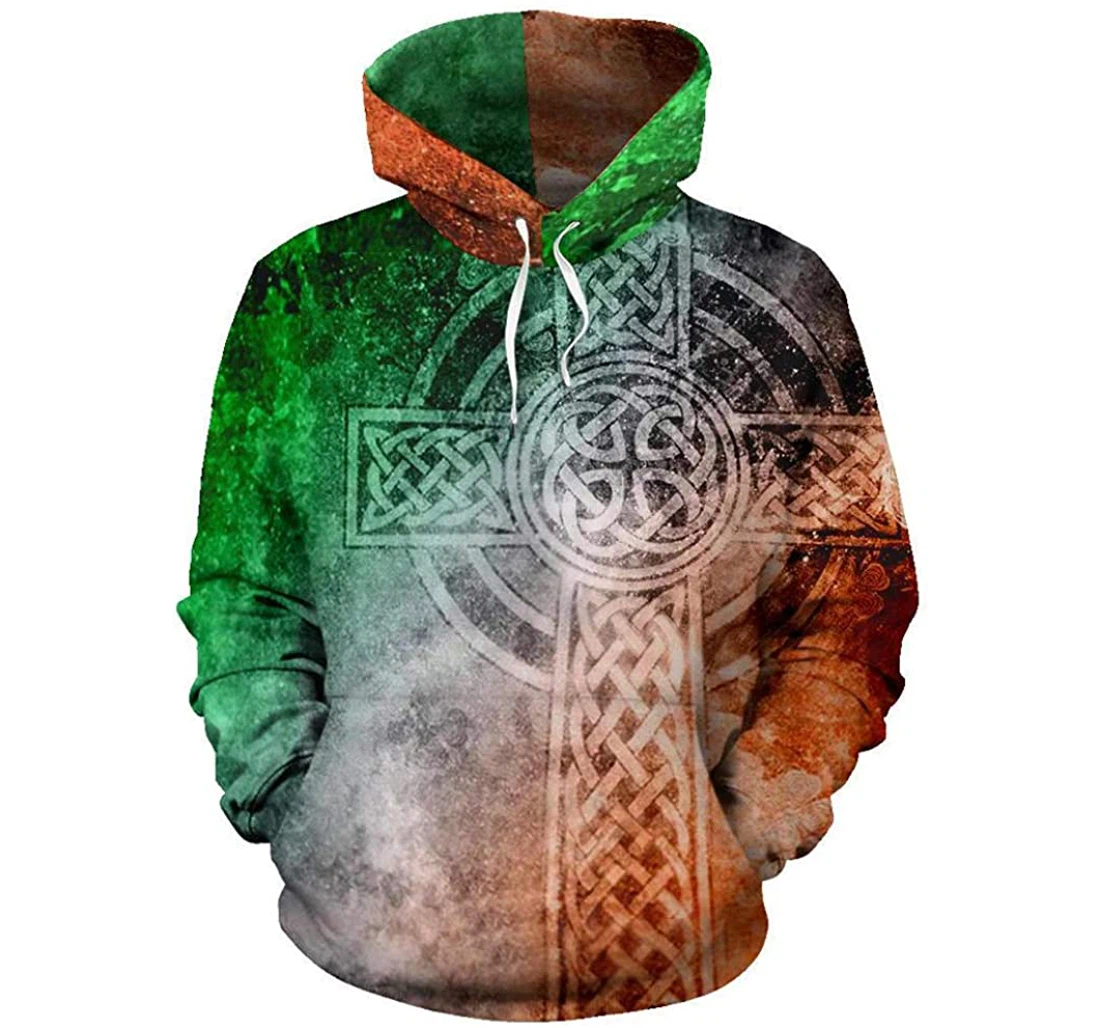 Irish Celtic Cross Man And Woman - 3D Printed Pullover Hoodie