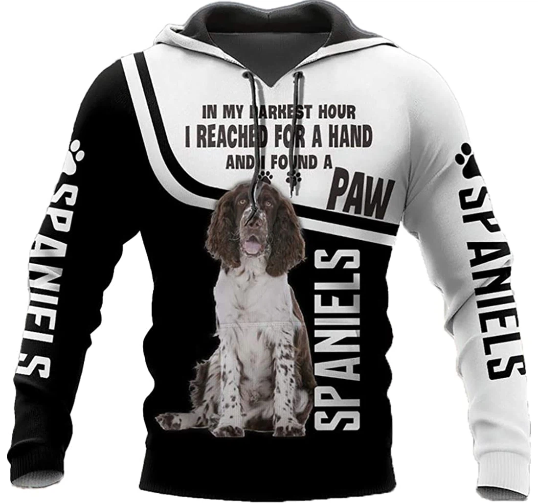 Spaniel English Springer Dog Paw & White Background Hawaiian Man And Woman - 3D Printed Pullover Hoodie