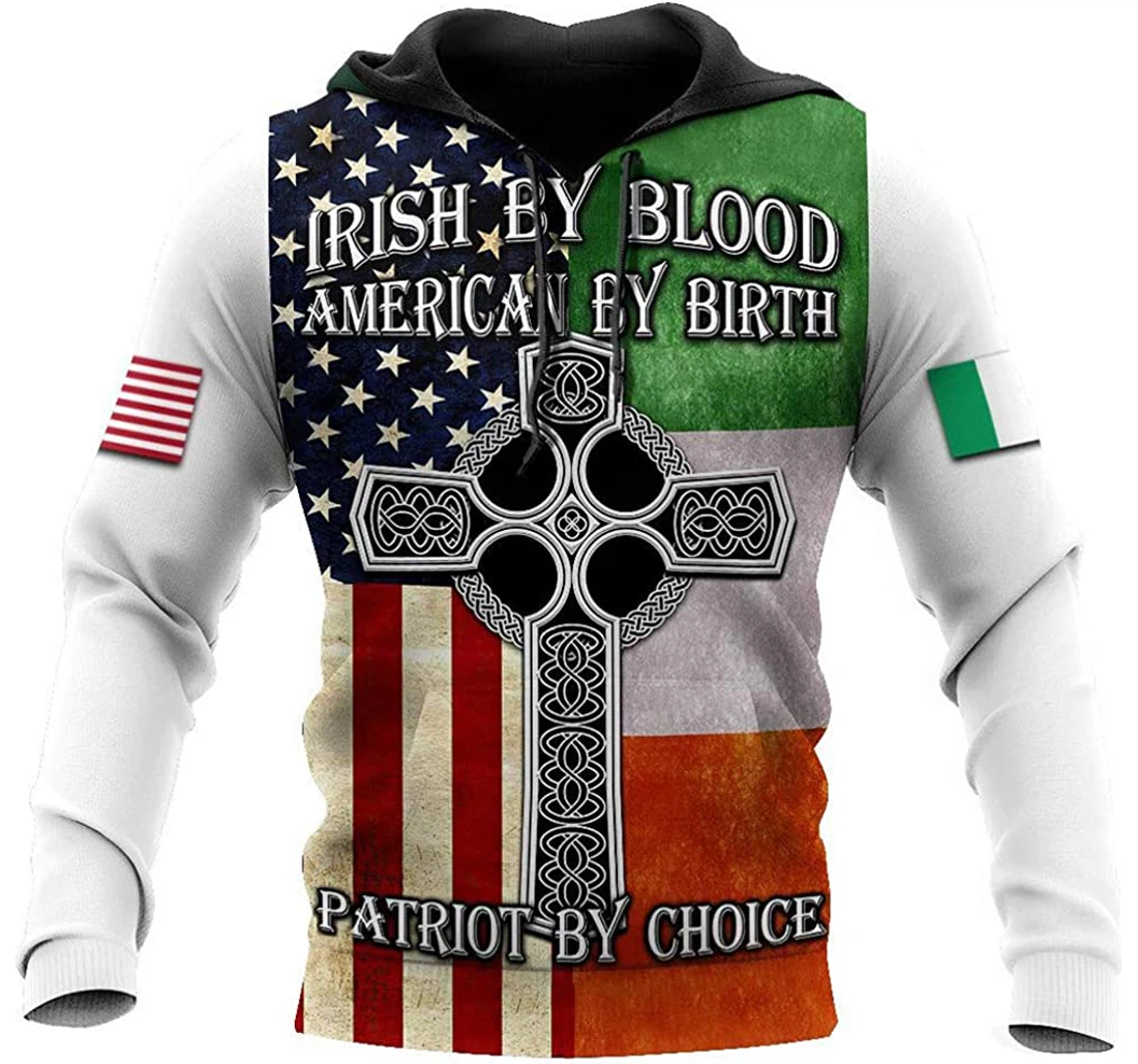 Irish St.patrick American Flag Irish Flag Cross Man And Woman - 3D Printed Pullover Hoodie