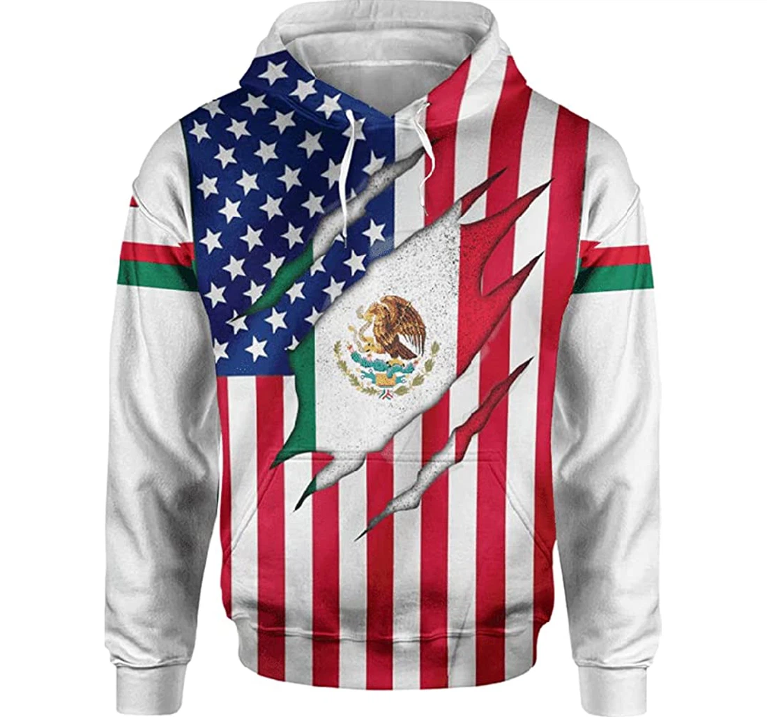 Mexico Hometown American Flag Patriotic Lover Hawaiian - 3D Printed Pullover Hoodie