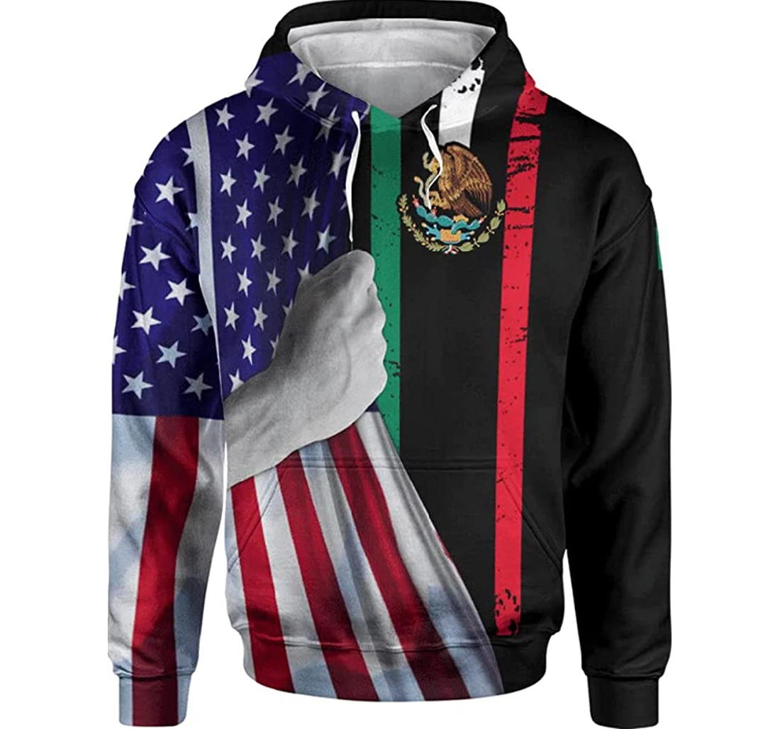 Mexico Hometown American Flag Patriotic Lover 2 Hawaiian - 3D Printed Pullover Hoodie