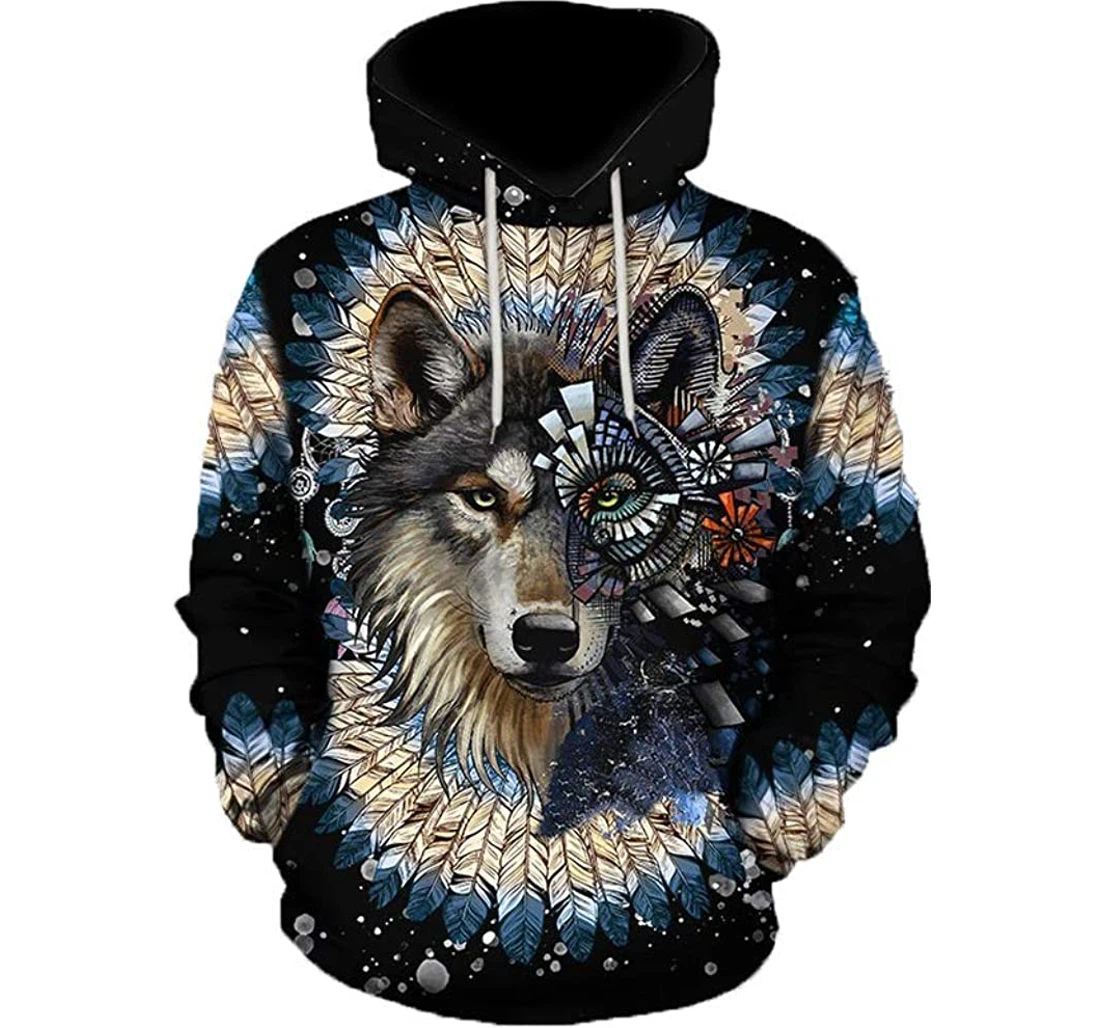 Native Wolf - 3D Printed Pullover Hoodie