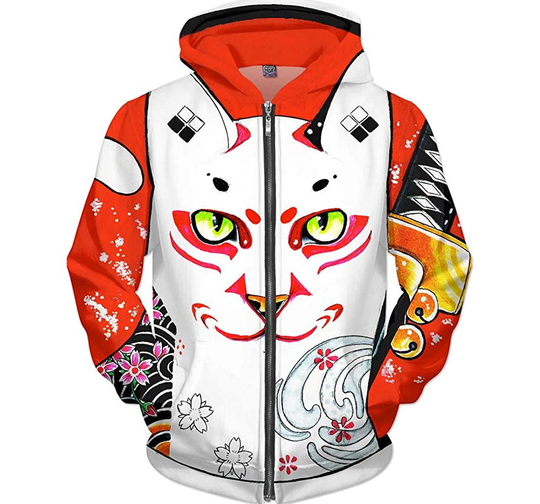Ninja Cat Man And Woman - 3D Printed Pullover Hoodie