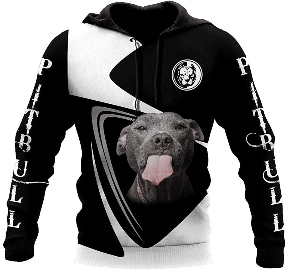 Pitbull And White - 3D Printed Pullover Hoodie