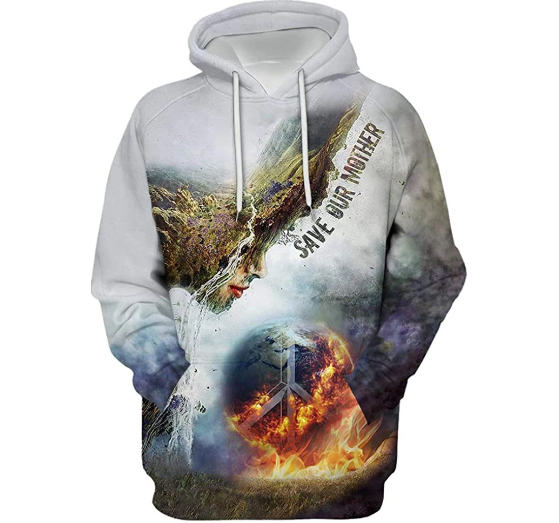Hippie Sign Save Our Mother Man And Woman - 3D Printed Pullover Hoodie