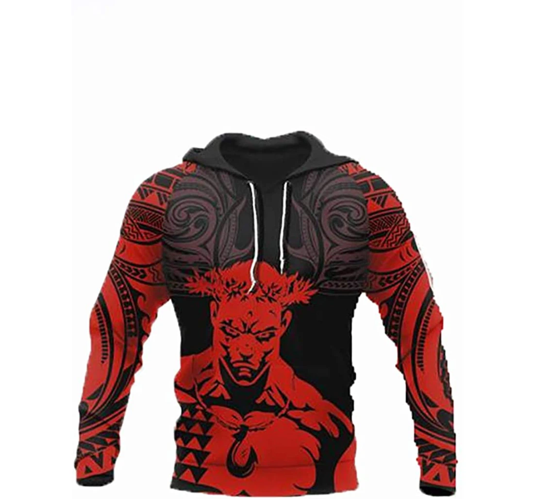 Hawaii Hook Polynesian Red Man And Woman - 3D Printed Pullover Hoodie