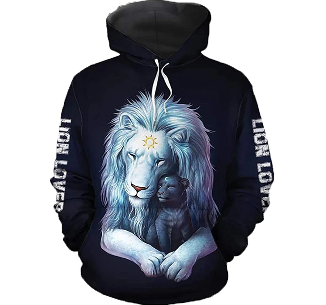 Lion Lover Man And Woman - 3D Printed Pullover Hoodie