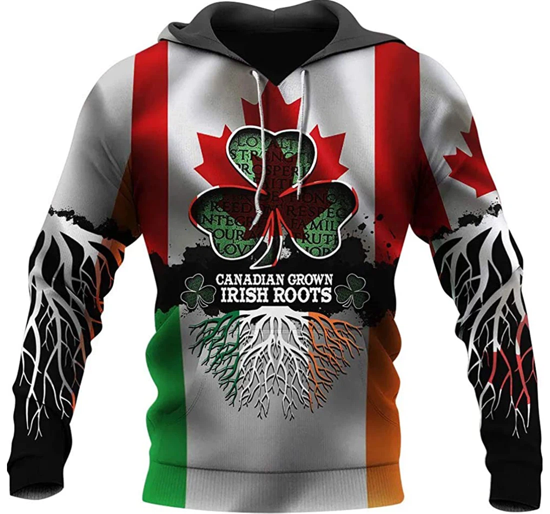 Irish St.patrick Day Canada Flag And Irish Flag Man And Woman - 3D Printed Pullover Hoodie