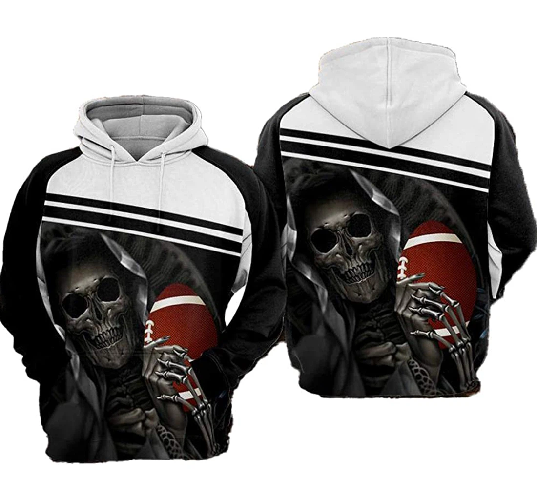 Football Skull Man And Woman - 3D Printed Pullover Hoodie