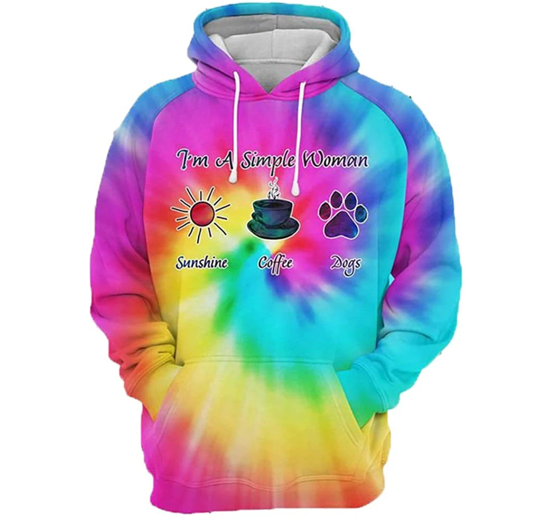 Hippie Dog Coffee Tie Dye - 3D Printed Pullover Hoodie