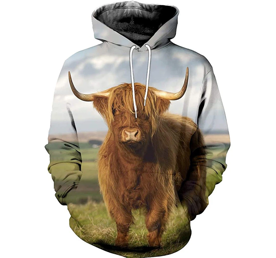 Gorgeous Highland Cattle Man And Woman - 3D Printed Pullover Hoodie