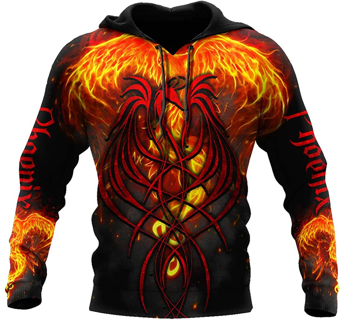 Fire Phoenix Tattoo Man And Woman - 3D Printed Pullover Hoodie