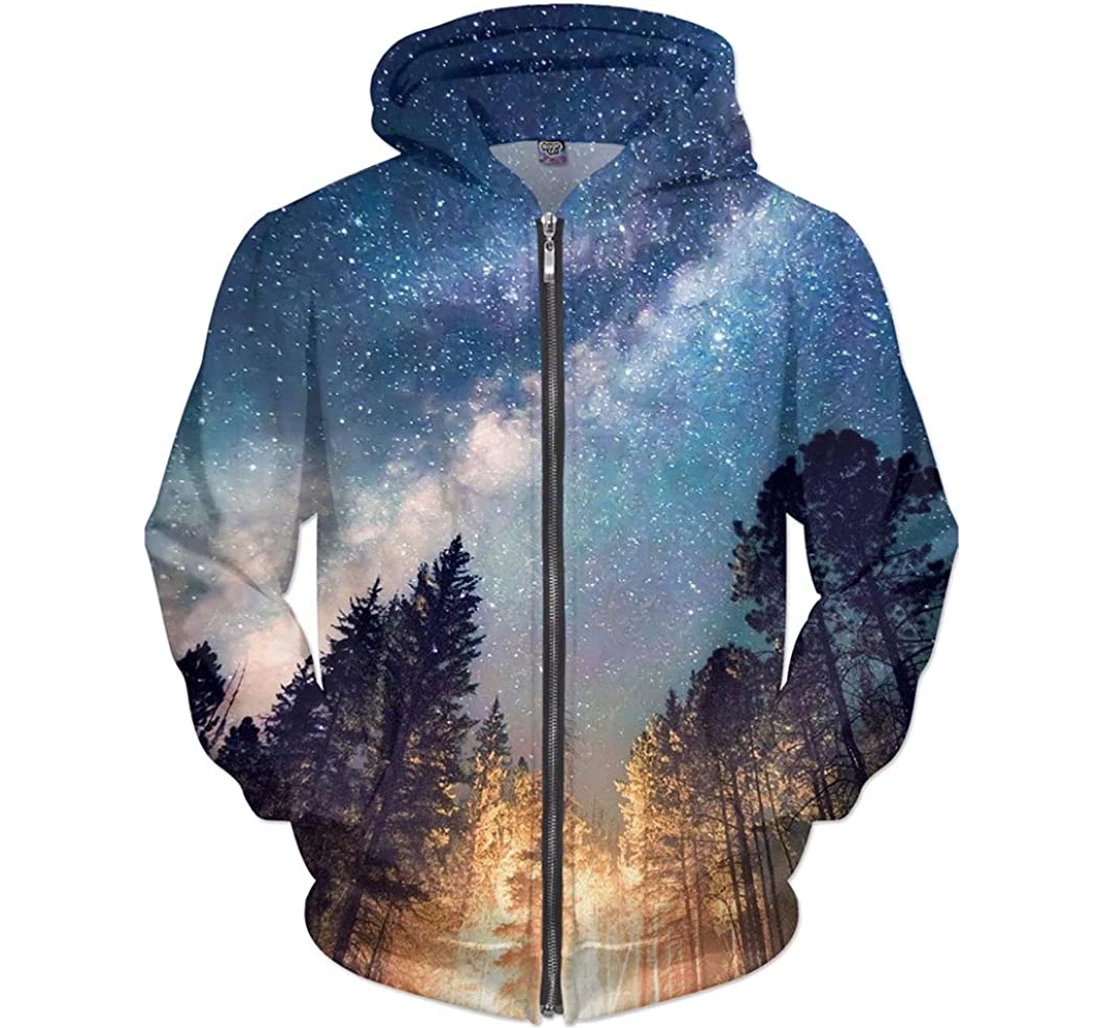 Camping Galaxy Man And Woman - 3D Printed Pullover Hoodie