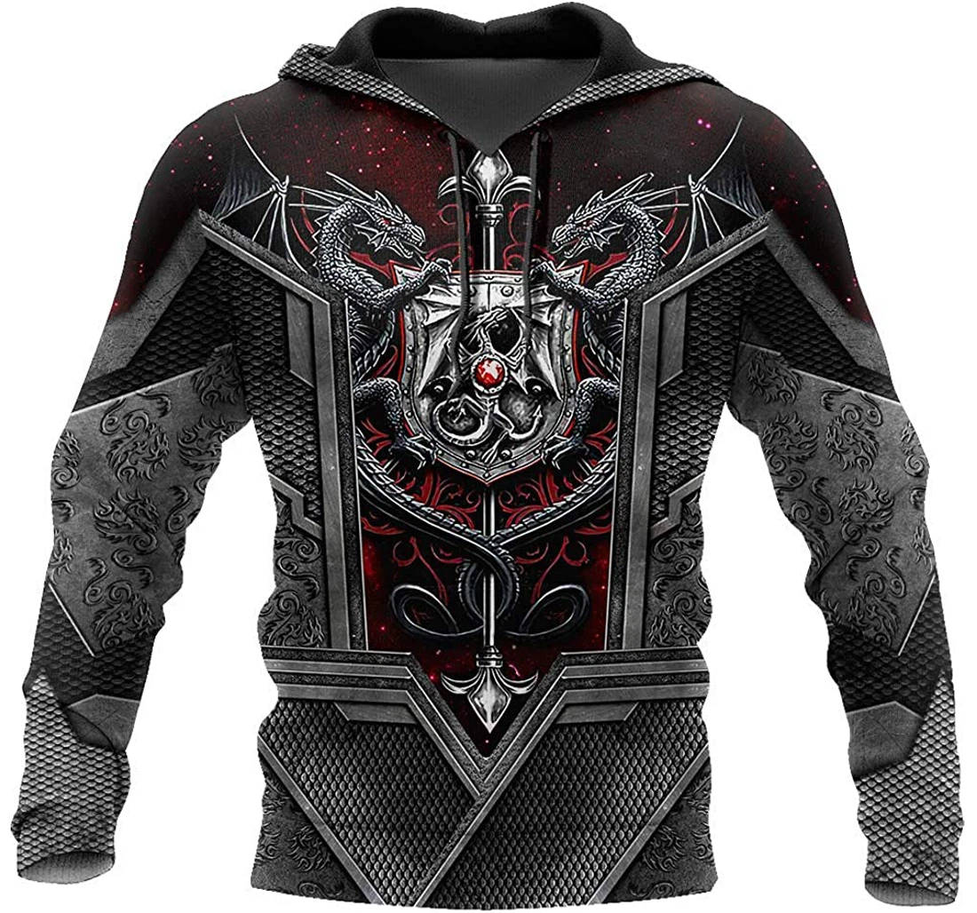 Dragon Amor And Galaxy Background Pattern - 3D Printed Pullover Hoodie
