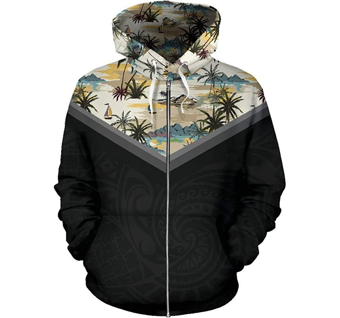Hawaii Vintage Pattern Painted Picture Man And Woman - 3D Printed Pullover Hoodie