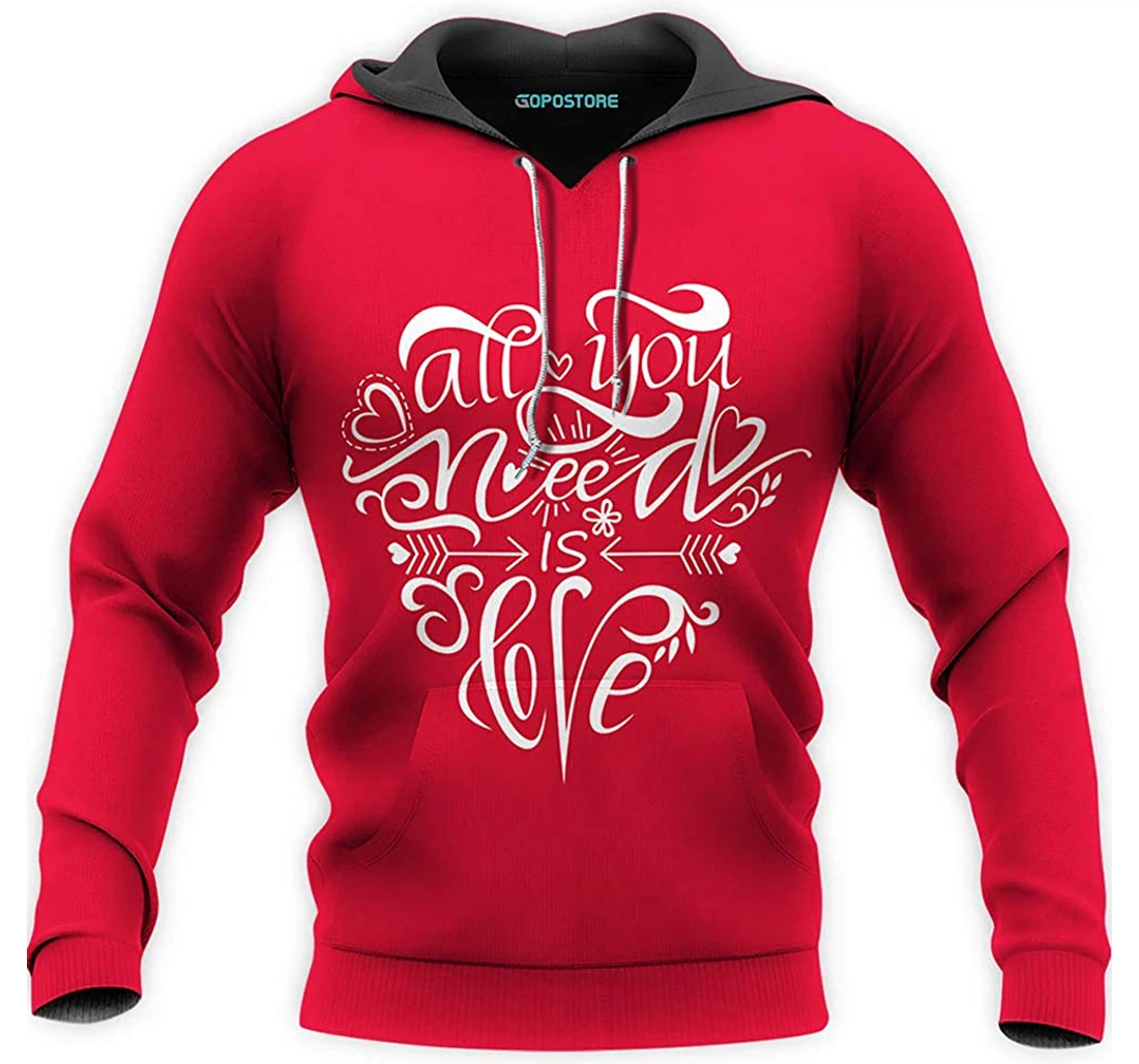 Happy Valentine Day Man And Woman - 3D Printed Pullover Hoodie