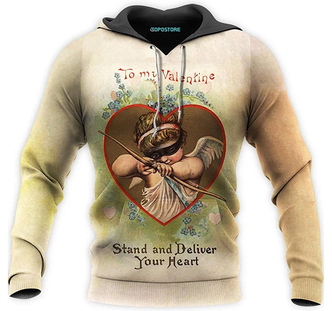 Happy Valentine Day Cupid Man And Woman - 3D Printed Pullover Hoodie