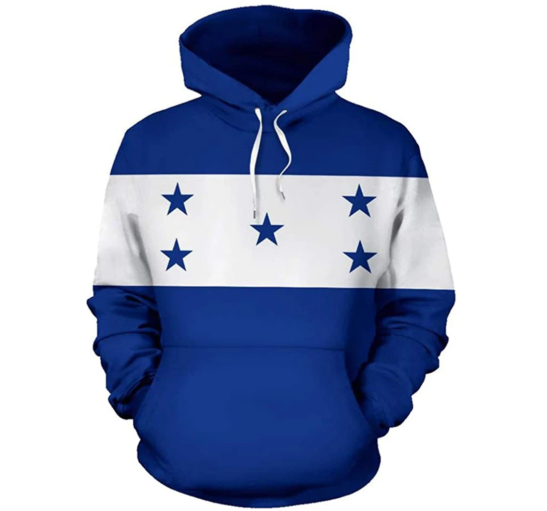 Honduras Flag With Coat Of Arms - 3D Printed Pullover Hoodie