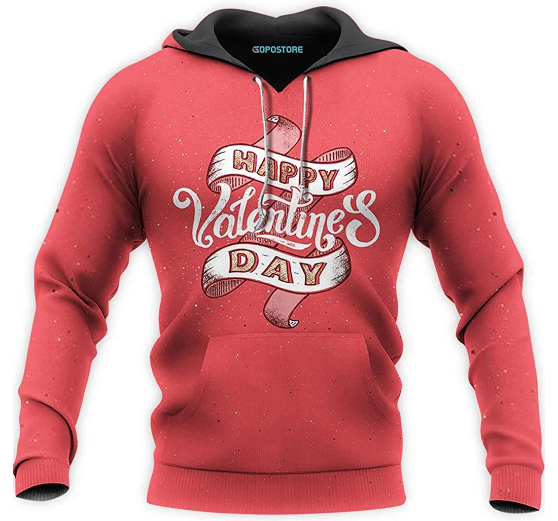 Happy Valentine Day Man And Woman - 3D Printed Pullover Hoodie