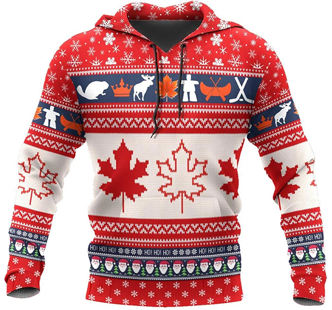 Christmas Canada Maple Leaf - 3D Printed Pullover Hoodie