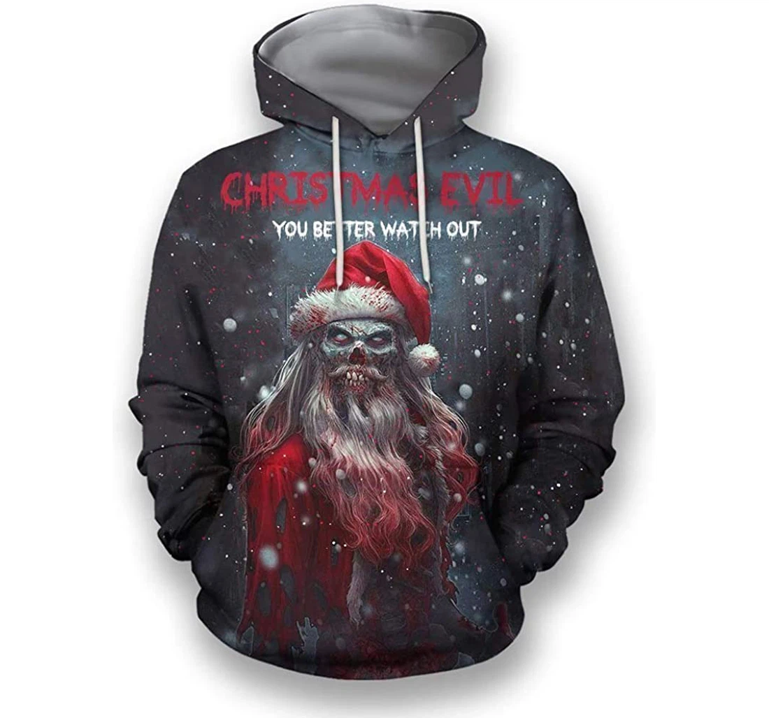 Christmas Evil Santa - 3D Printed Pullover Hoodie