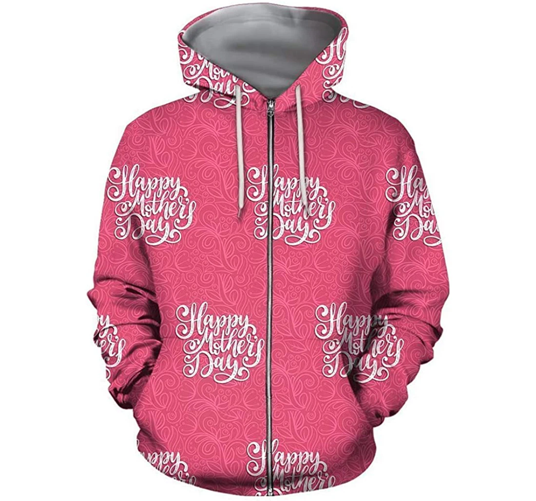 Pink Happy Mothers Day - 3D Printed Pullover Hoodie