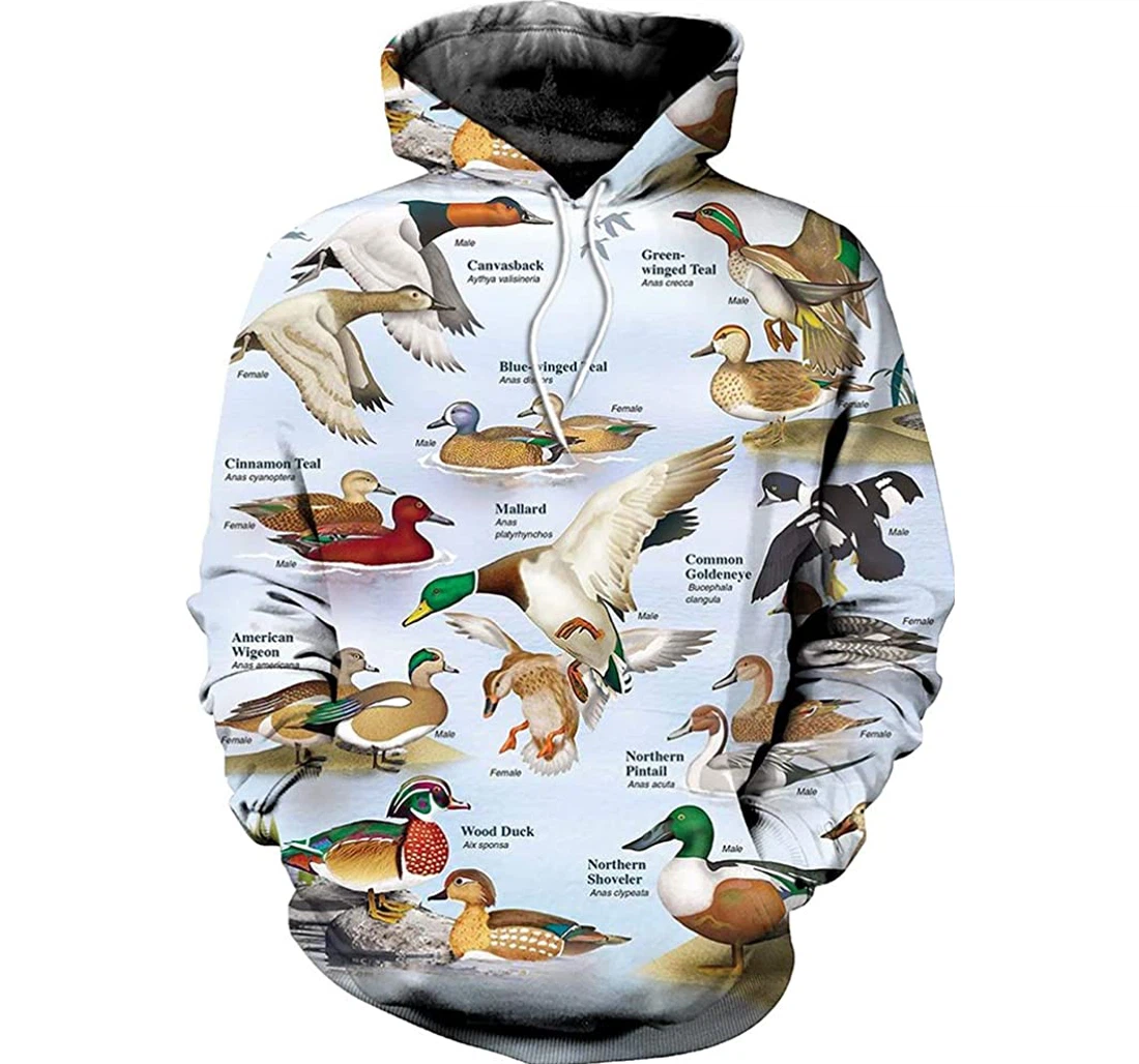 Duck Hunting Knowledge Man And Woman - 3D Printed Pullover Hoodie