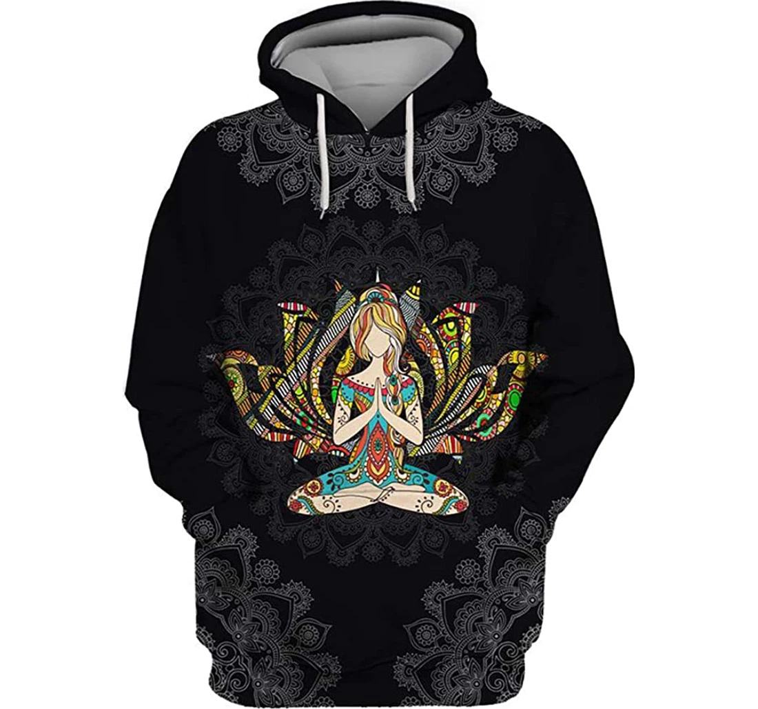 Hippie Yoga Girl With Mandala Man And Woman - 3D Printed Pullover Hoodie