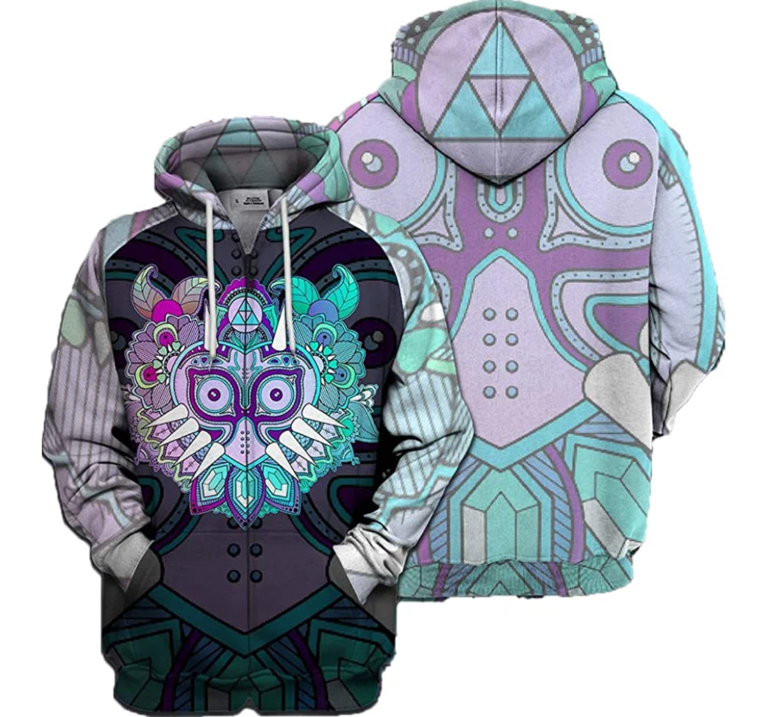 Game L.o.z Mask Colorful Man And Woman - 3D Printed Pullover Hoodie