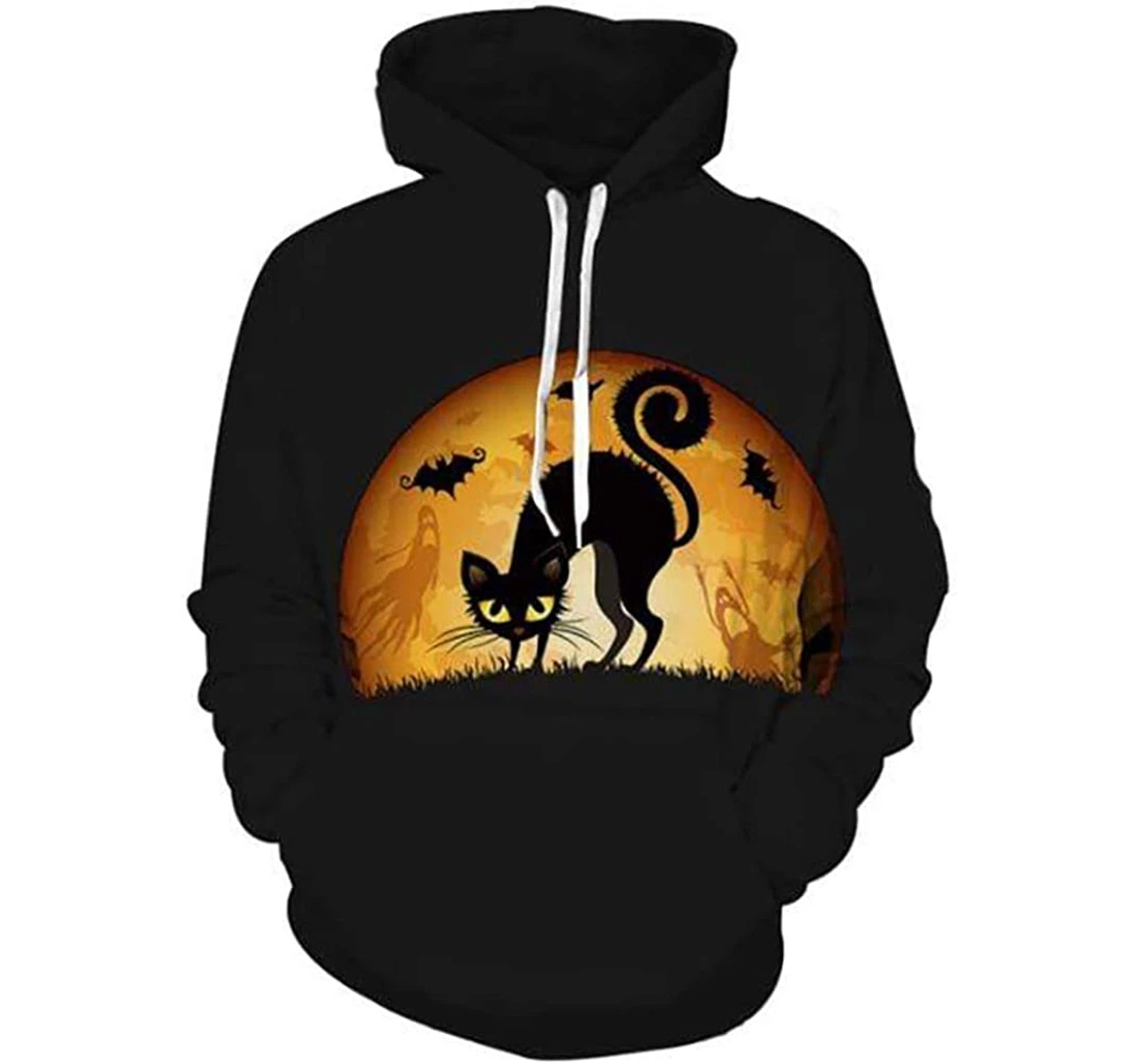 Cat Halloween Man And Woman - 3D Printed Pullover Hoodie