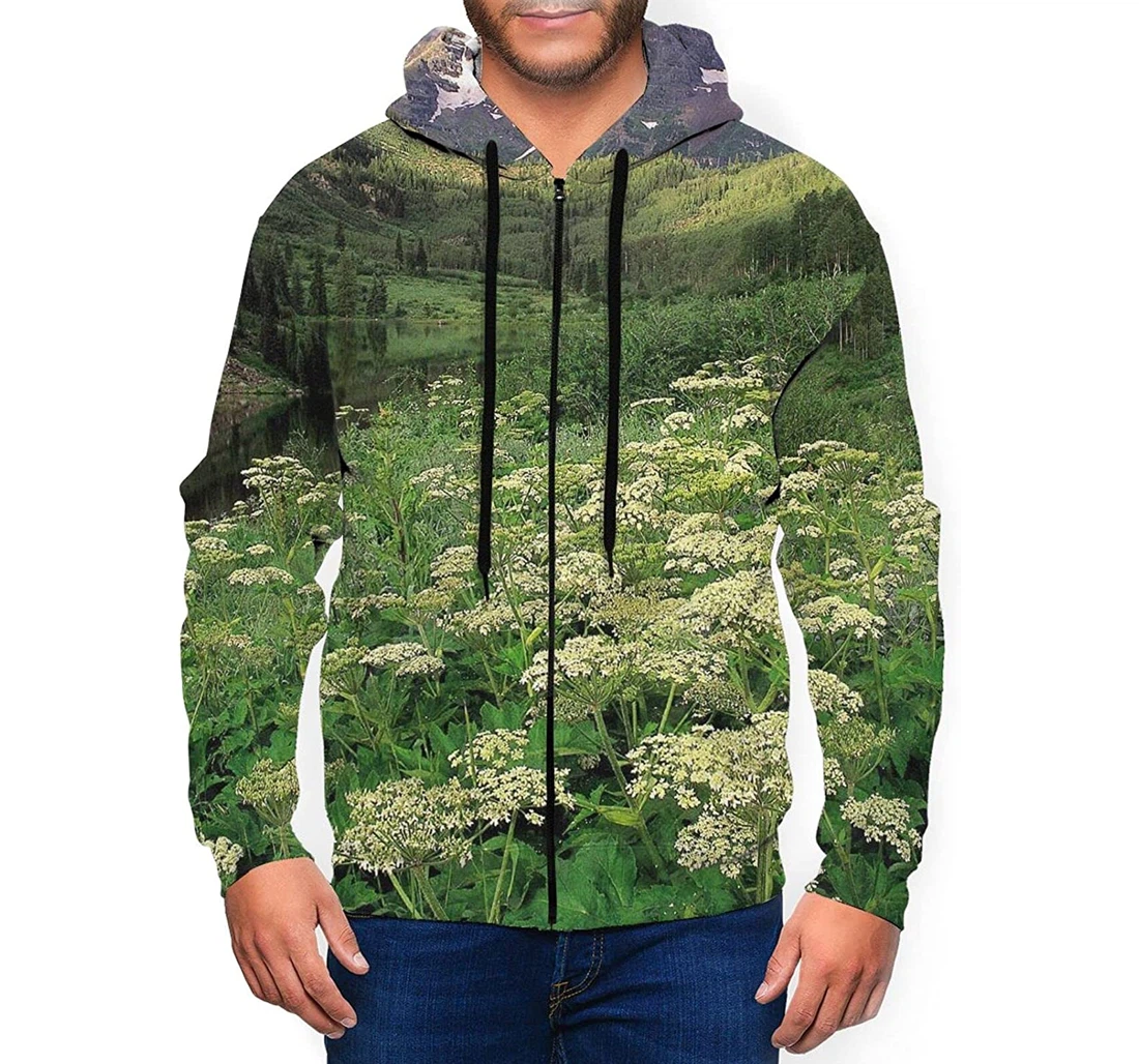 Zip Hoodie - Tropical Plant Green Leaves Realistic - 3D Printed